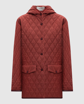 Agnona Burgundy quilted jacket with leather inserts and metal logo TH0818YU6016