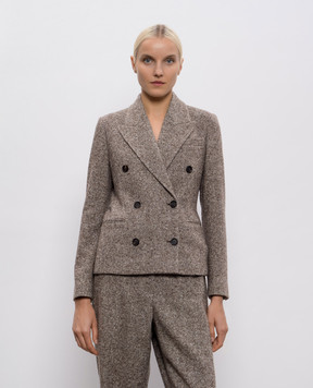 Brunello Cucinelli Brown double-breasted wool and silk jacket MG5317329