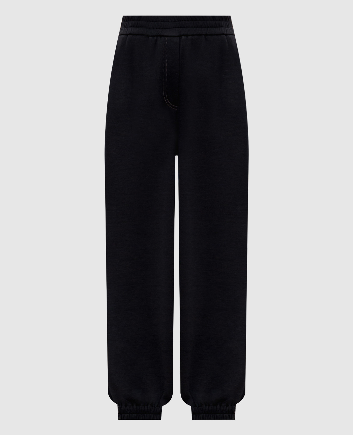 Black silk joggers with monil chain brunello cucinelli