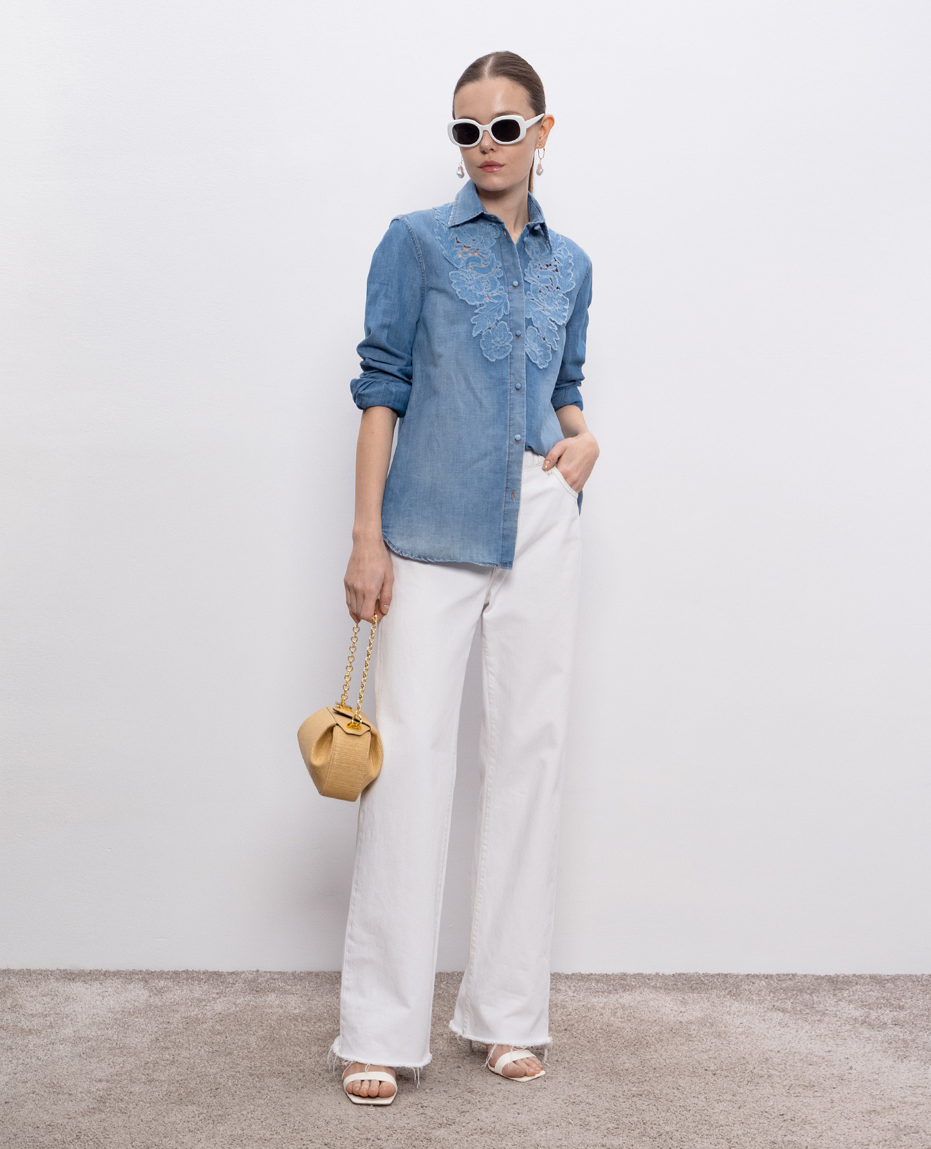 Blue denim shirt with linen Ermanno Scervino 2
