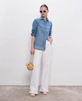 Ermanno Scervino Blue denim shirt with linen D462K317TZD