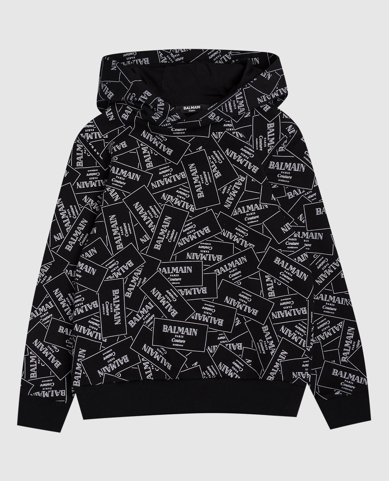 Children&#39;s black hoodie with logo print Balmain