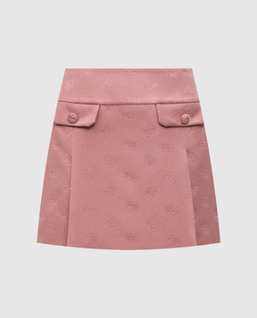 Dolce&Gabbana Pink silk mini skirt with logo pattern F4C2FTHJMQN