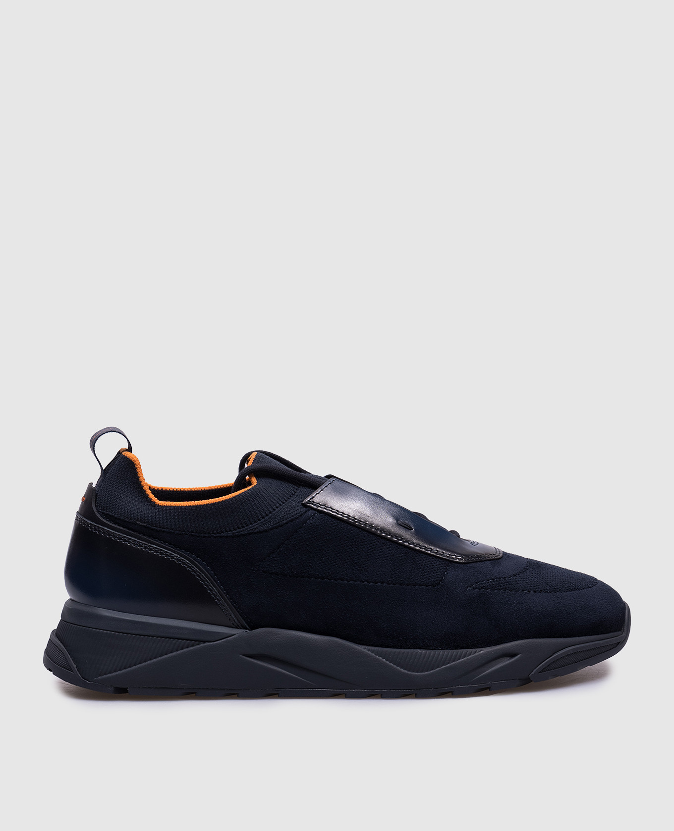 

Blue suede sneakers with logo Santoni