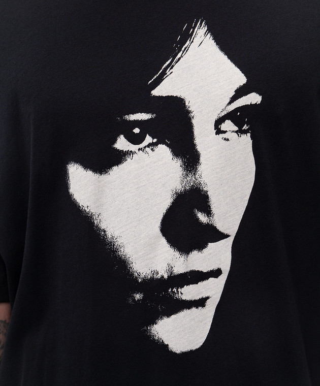 Ann Demeulemeester - Black T-shirt with October's portrait