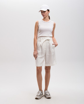 Peserico Beige ribbed top with monil chain S08700J005669