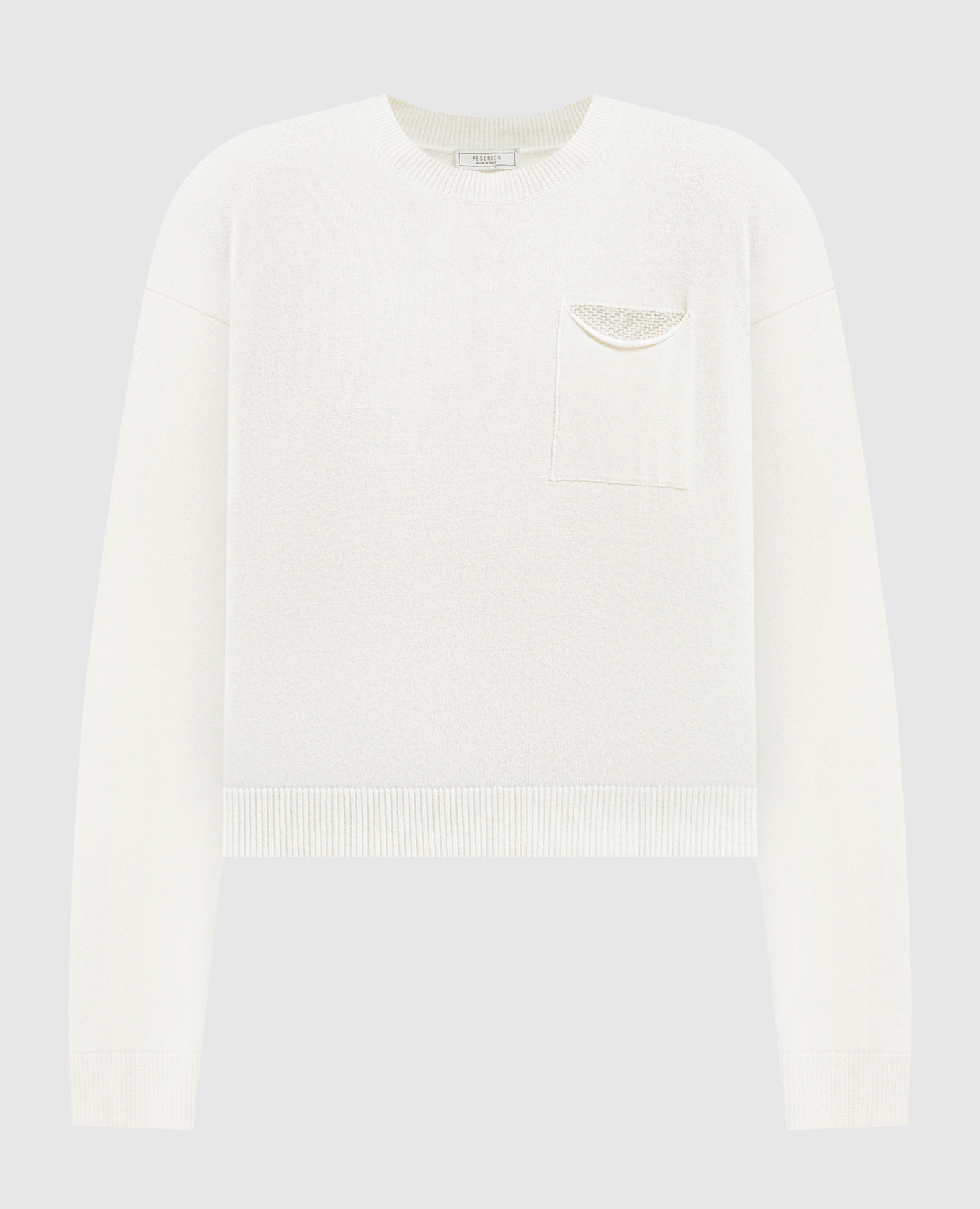 White wool, silk, cashmere sweater with monil chain peserico