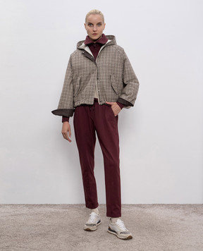 Brunello Cucinelli Burgundy sweatpants with monil chain MP827FB799
