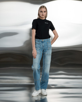 Palm Angels Blue distressed cargo jeans PWYA034S24DEN001