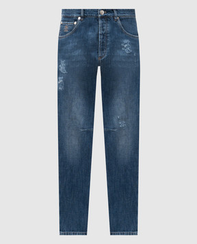 Brunello Cucinelli Blue jeans with logo patch M0Z37X2340