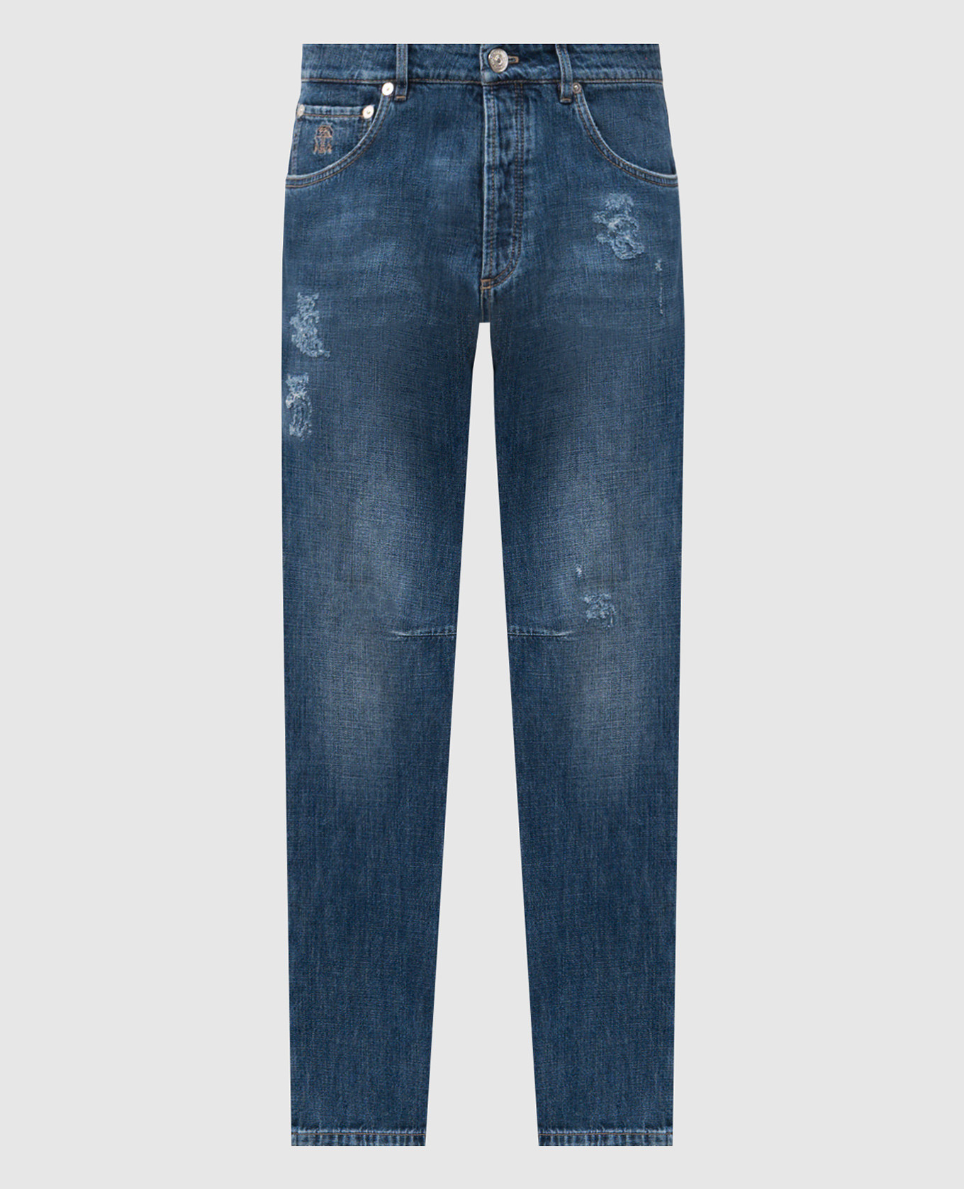 Blue jeans with logo patch Brunello Cucinelli