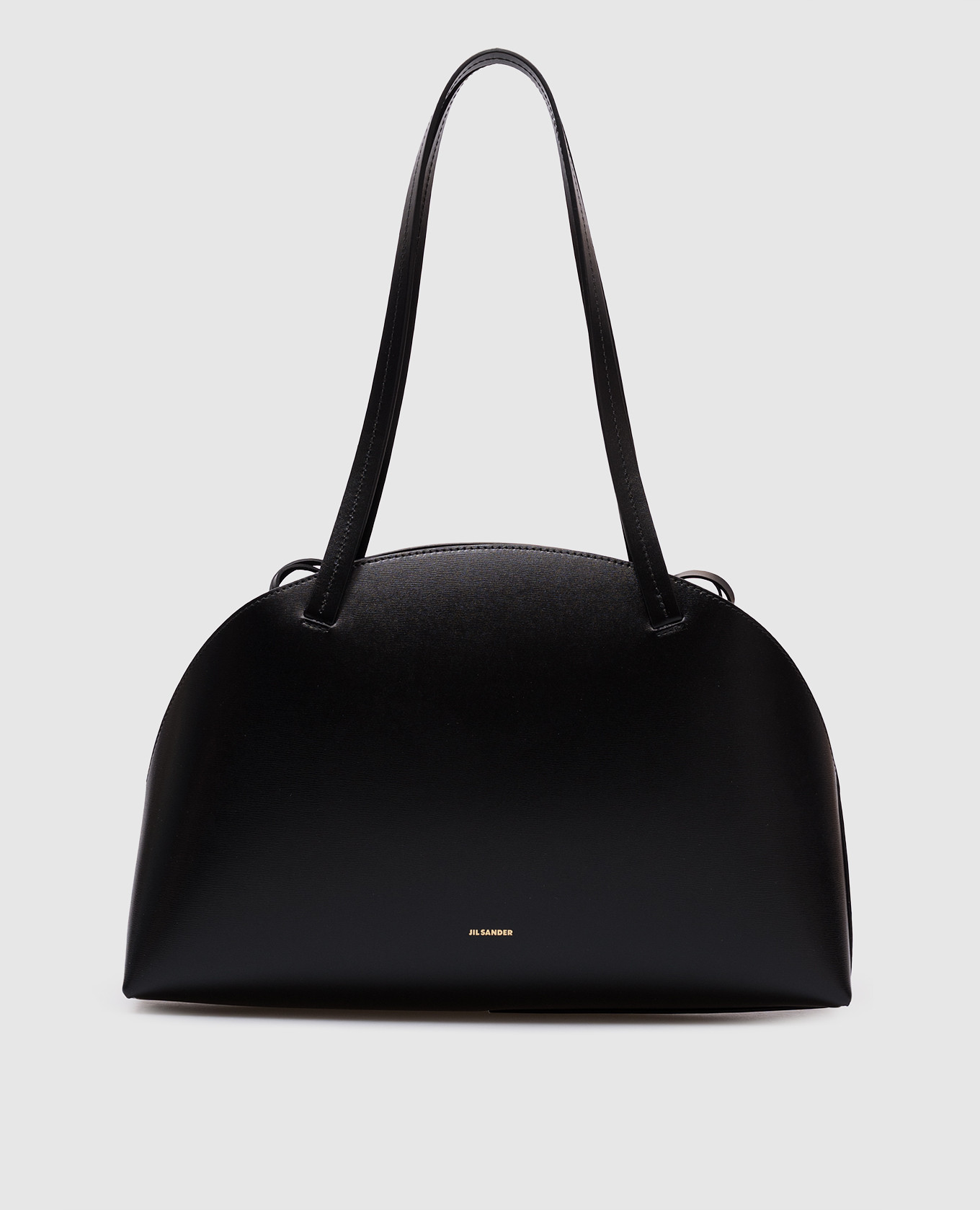

Black leather tote bag with logo Jil Sander