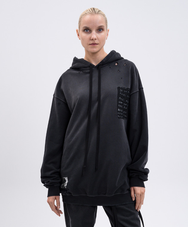 Ann Demeulemeester - Anne Marie grey vintage effect hoodie