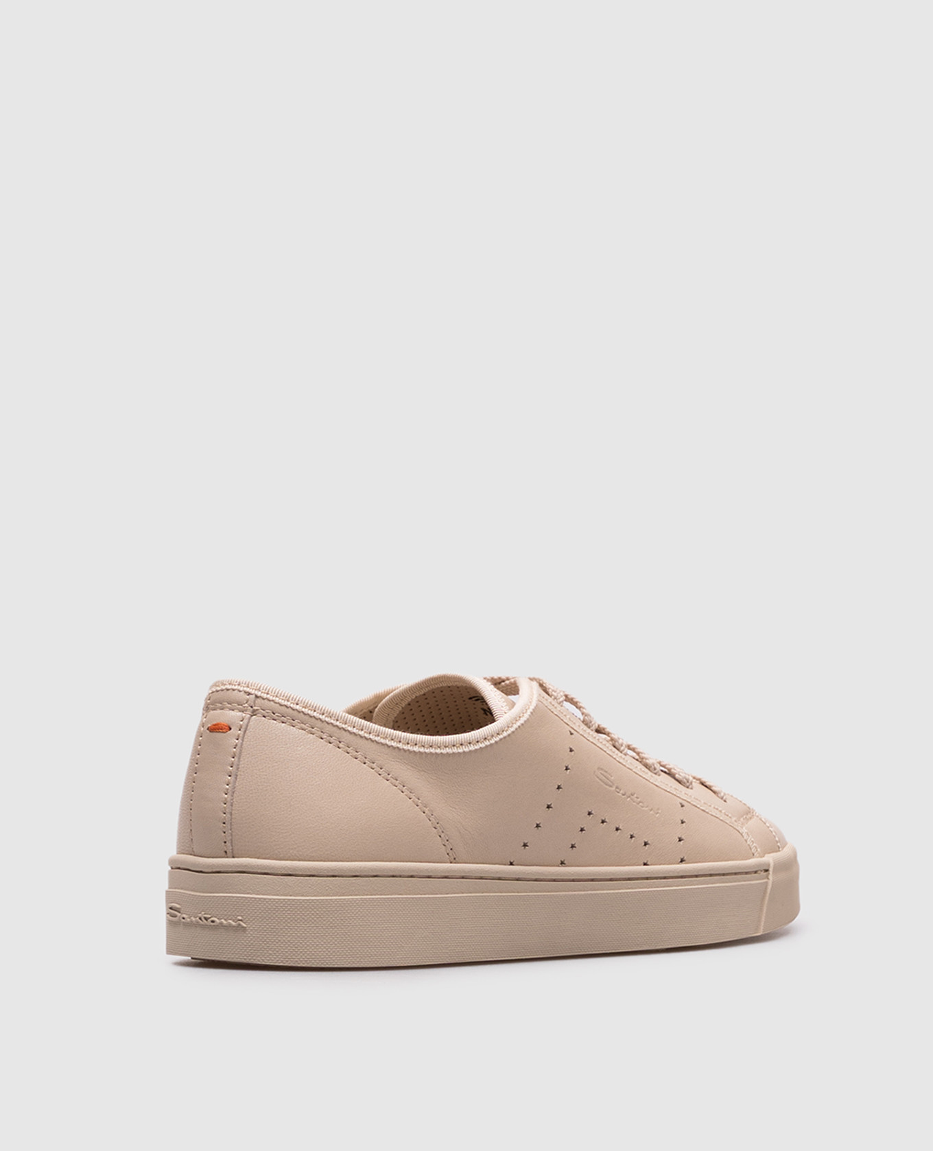 

Beige leather sneakers with embossed logo Santoni