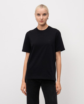 Ami Paris Black T-shirt with textured emblem UTS027726