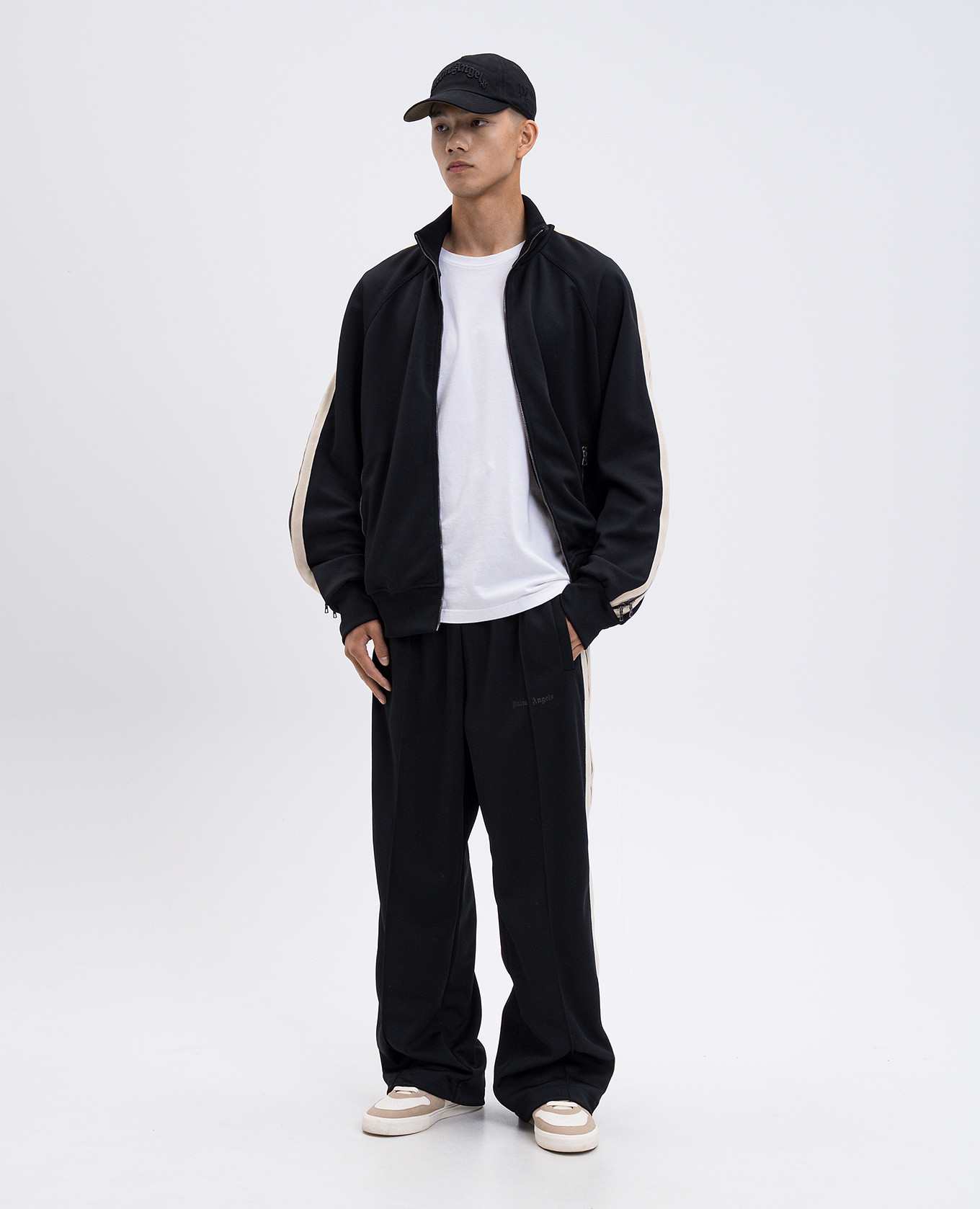 Black sports jacket with logo print Palm Angels 2
