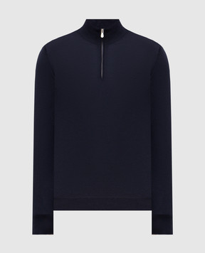 Brunello Cucinelli Blue wool and cashmere zip-up jumper M2400124