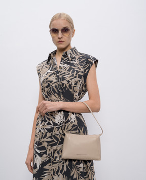Brunello Cucinelli Beige leather bag with logo print MBFOD2663