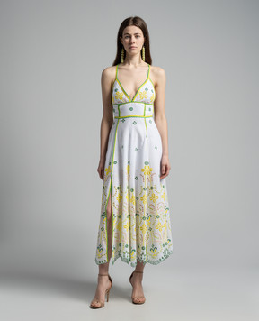 Charo Ruiz White Midi Jodie Dress With Embroidery 244622
