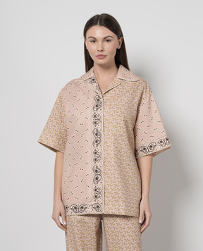 Palm Angels Pink shirt with linen in a paisley print PWGG005S24FAB003