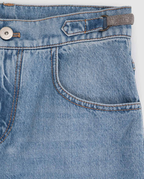 Brunello Cucinelli Children's blue jeans with a monil chain BH188P606A