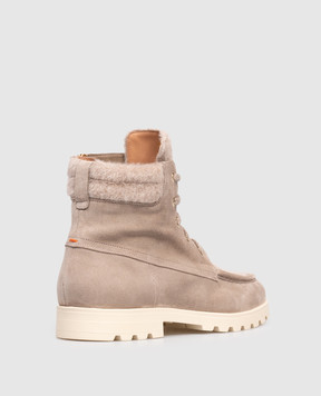 Santoni Beige suede boots with wool WTDR71797TIRNHSU