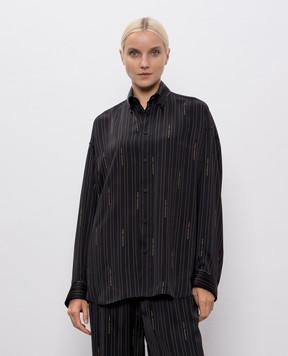 Balenciaga Black striped blouse with logo print 841012TSLA6