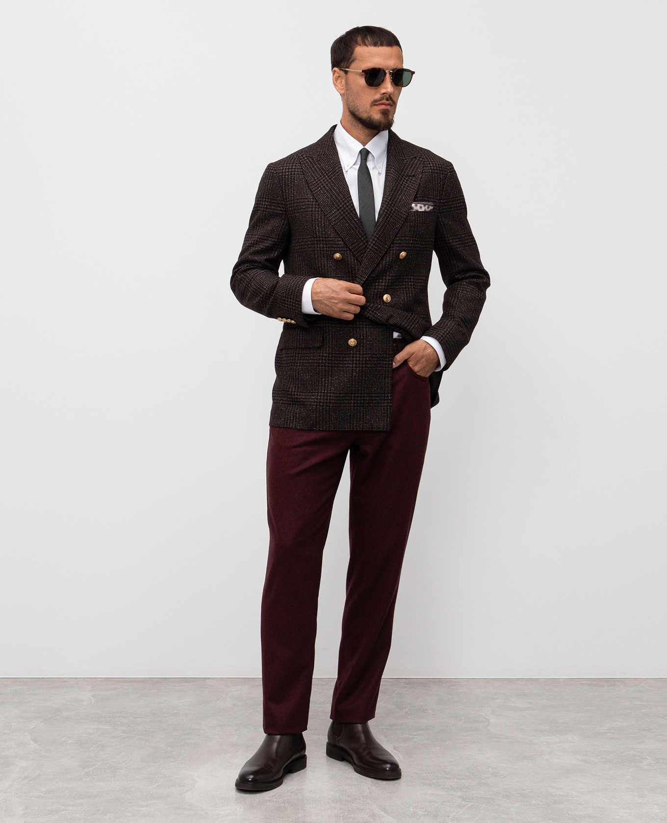 

Burgundy wool pants with logo Brunello Cucinelli