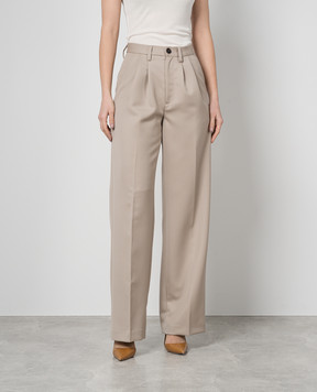 Anine Bing Carrie high rise wool trousers in beige A033269230