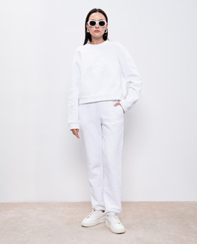 Dolce&Gabbana White joggers with logo embroidery FTC7PZGDCNO