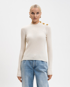Balmain White ribbed cashmere and wool jumper FF0KD095KJ17
