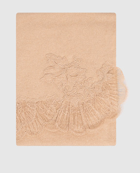 Ermanno Scervino Beige cashmere scarf with lace D475R710EAPPYU
