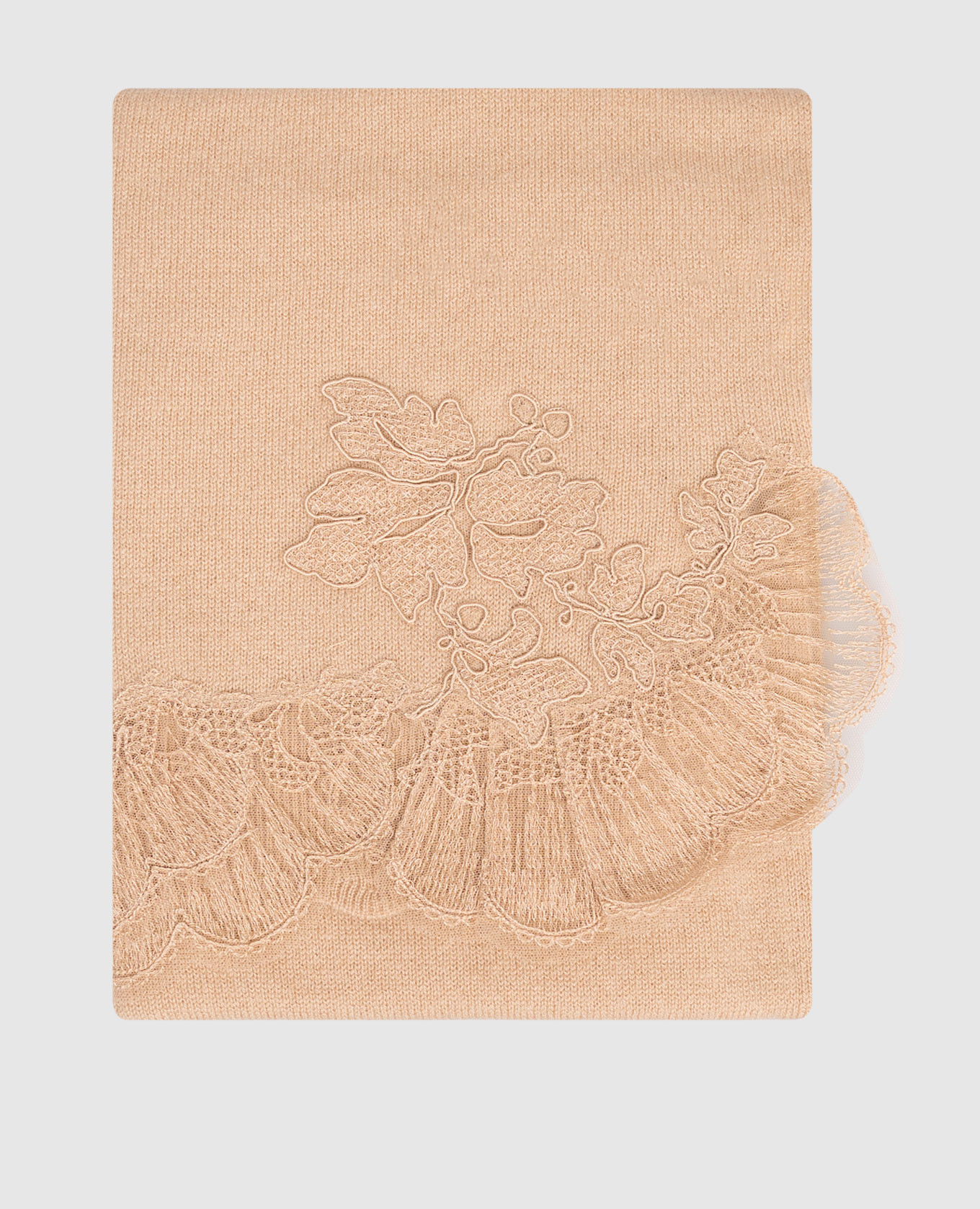 Beige cashmere scarf with lace Ermanno Scervino
