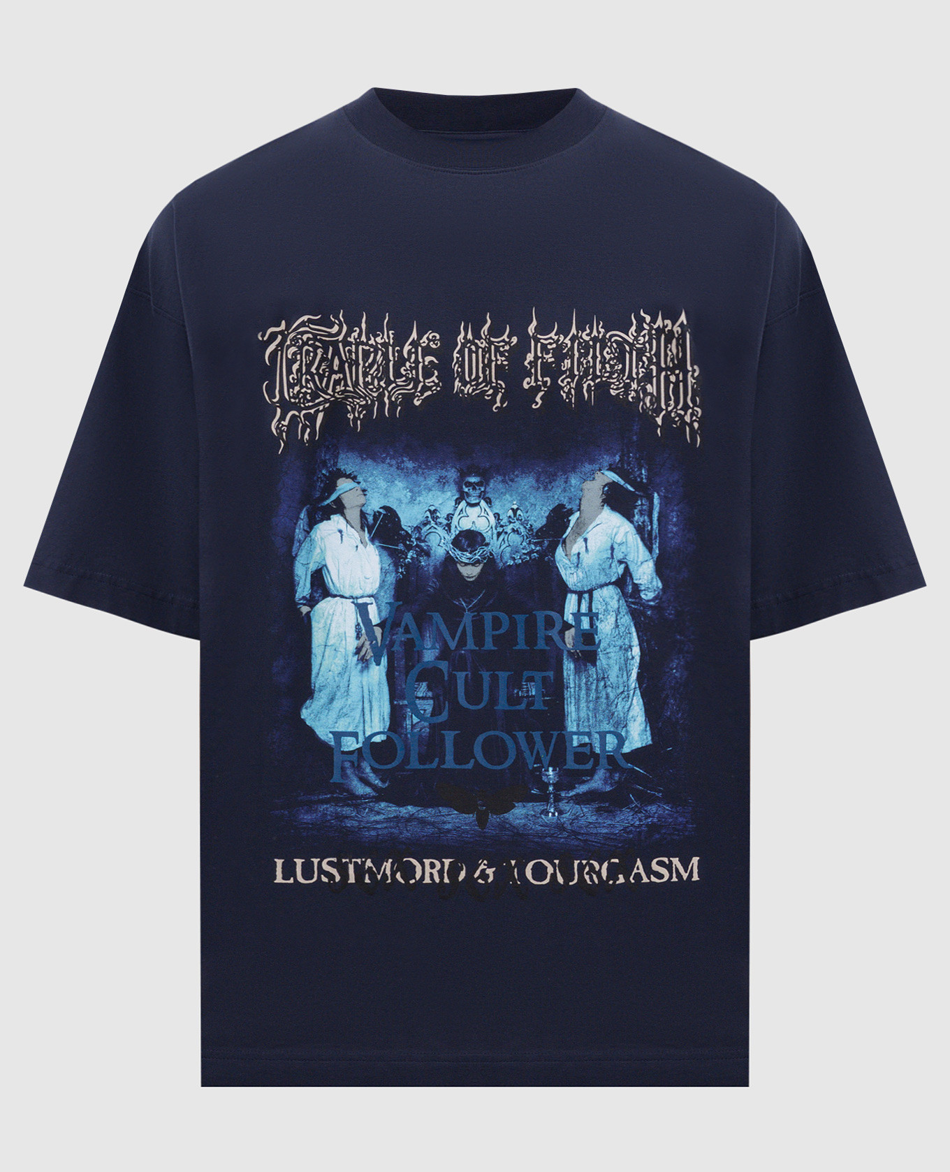 Blue T-shirt with branded print Vetements