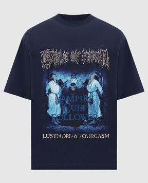 Vetements Blue T-shirt with branded print UCF76TR700N