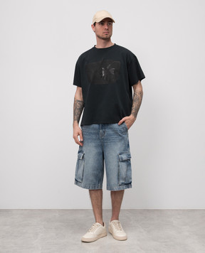 Rhude Blue distressed denim cargo shorts RHPS25SH05012