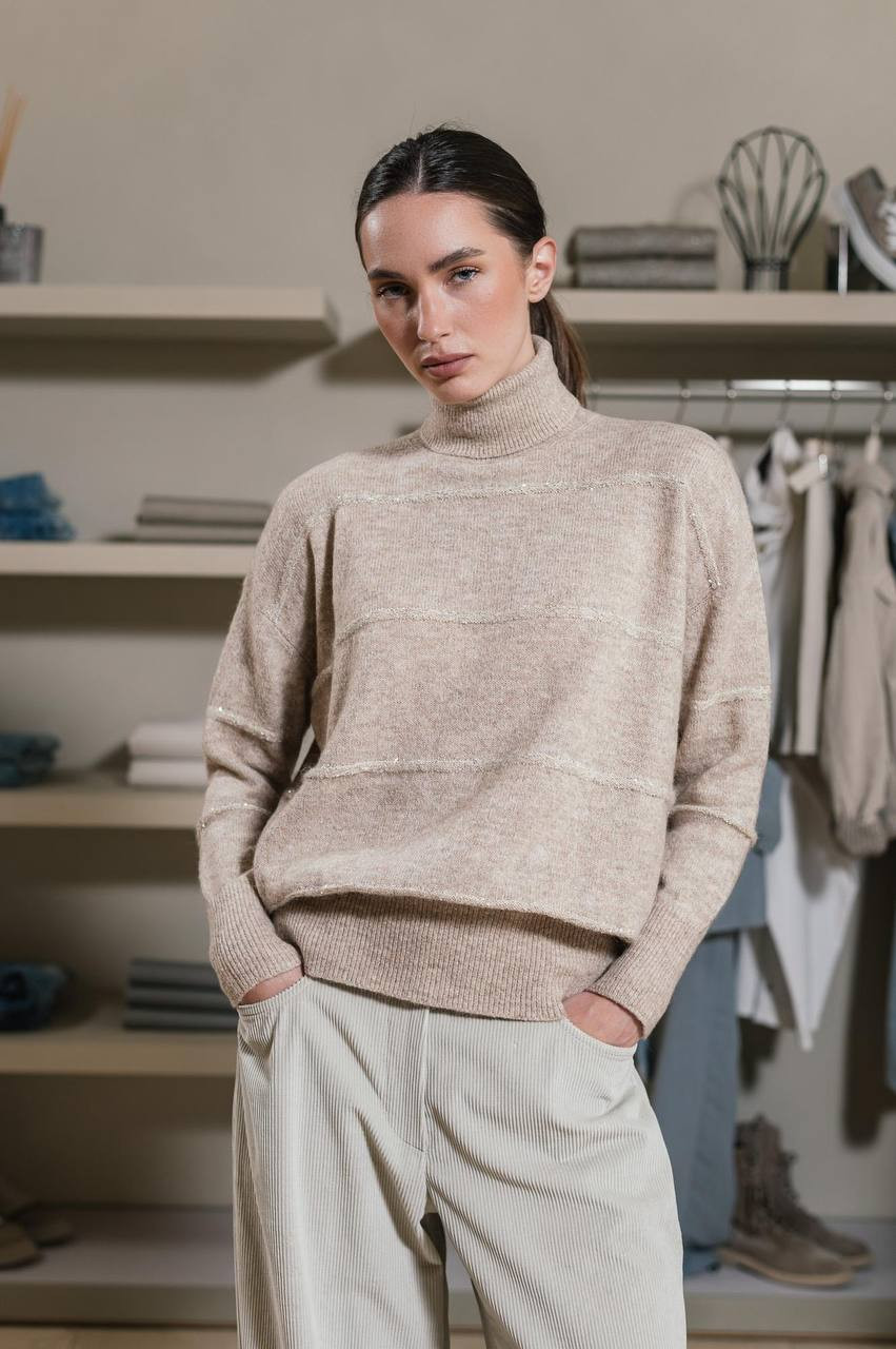 

Beige wool sweater with sequins Brunello Cucinelli