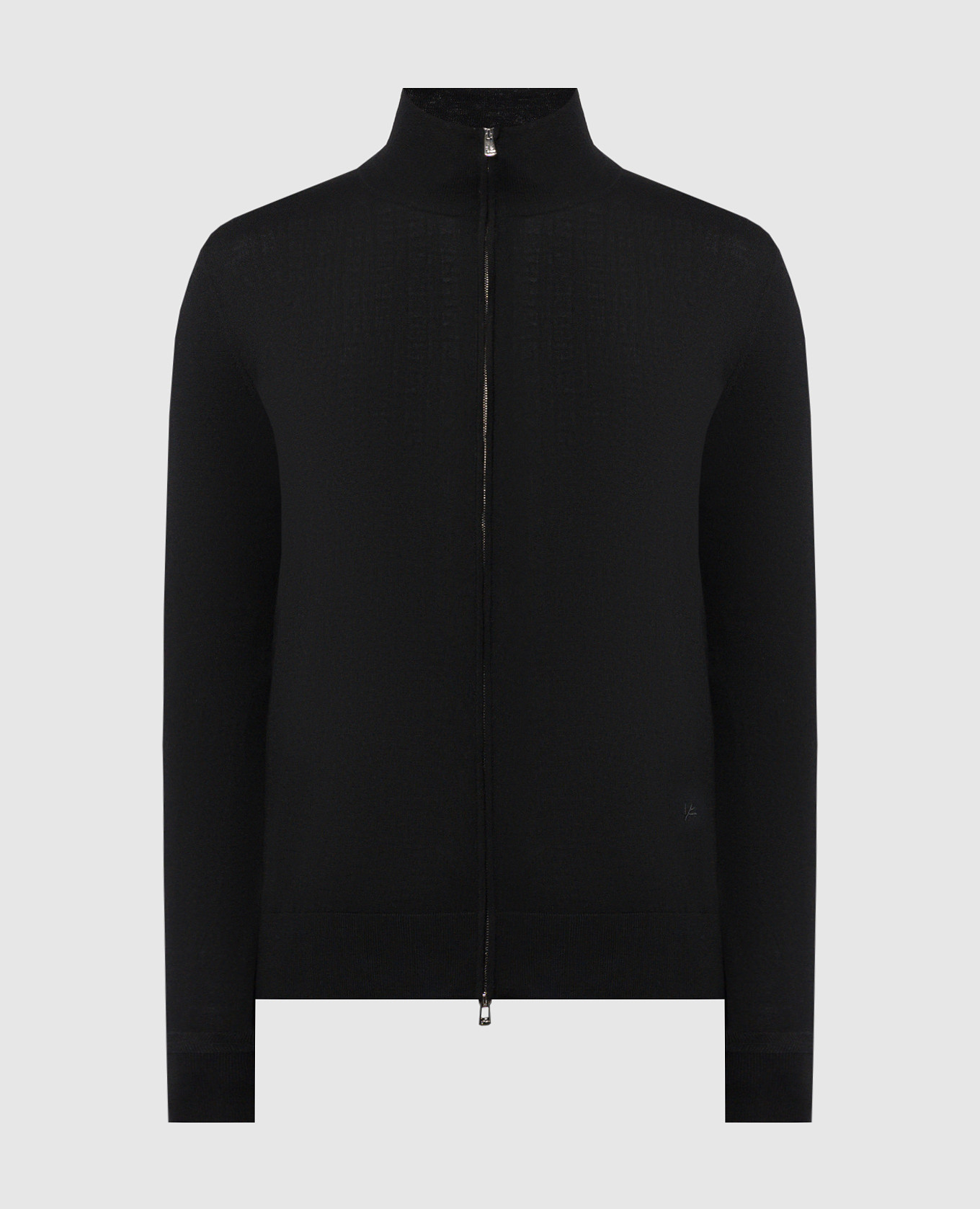 

Black wool cardigan with logo embroidery ISAIA