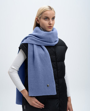 Givenchy Blue wool and cashmere scarf with 4G logo emblem GW3020U7755