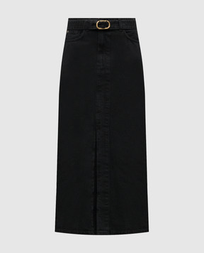 Twinset Black denim midi skirt with belt 242TP2601