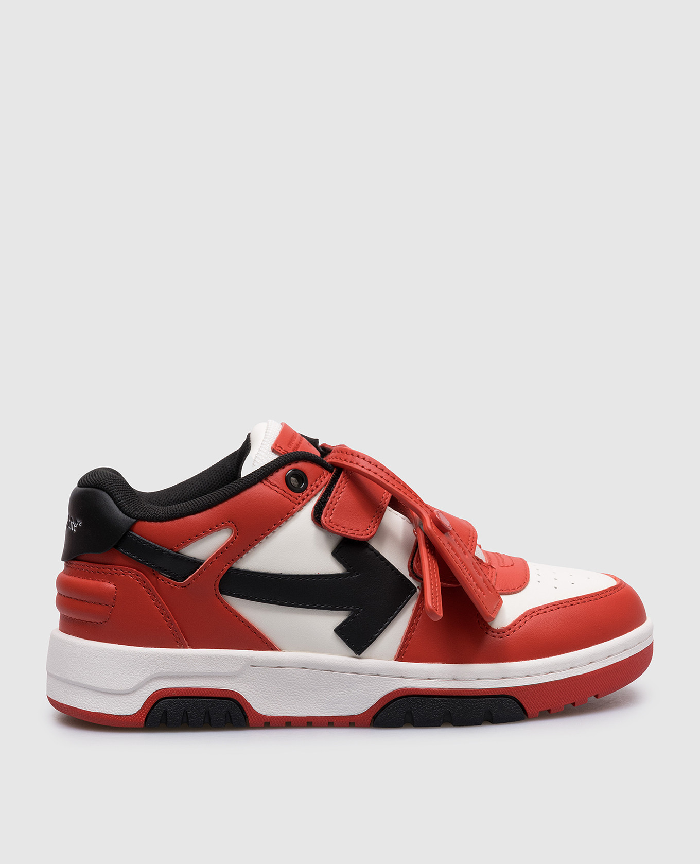 Children's red leather out of office sneakers with a logo off-white