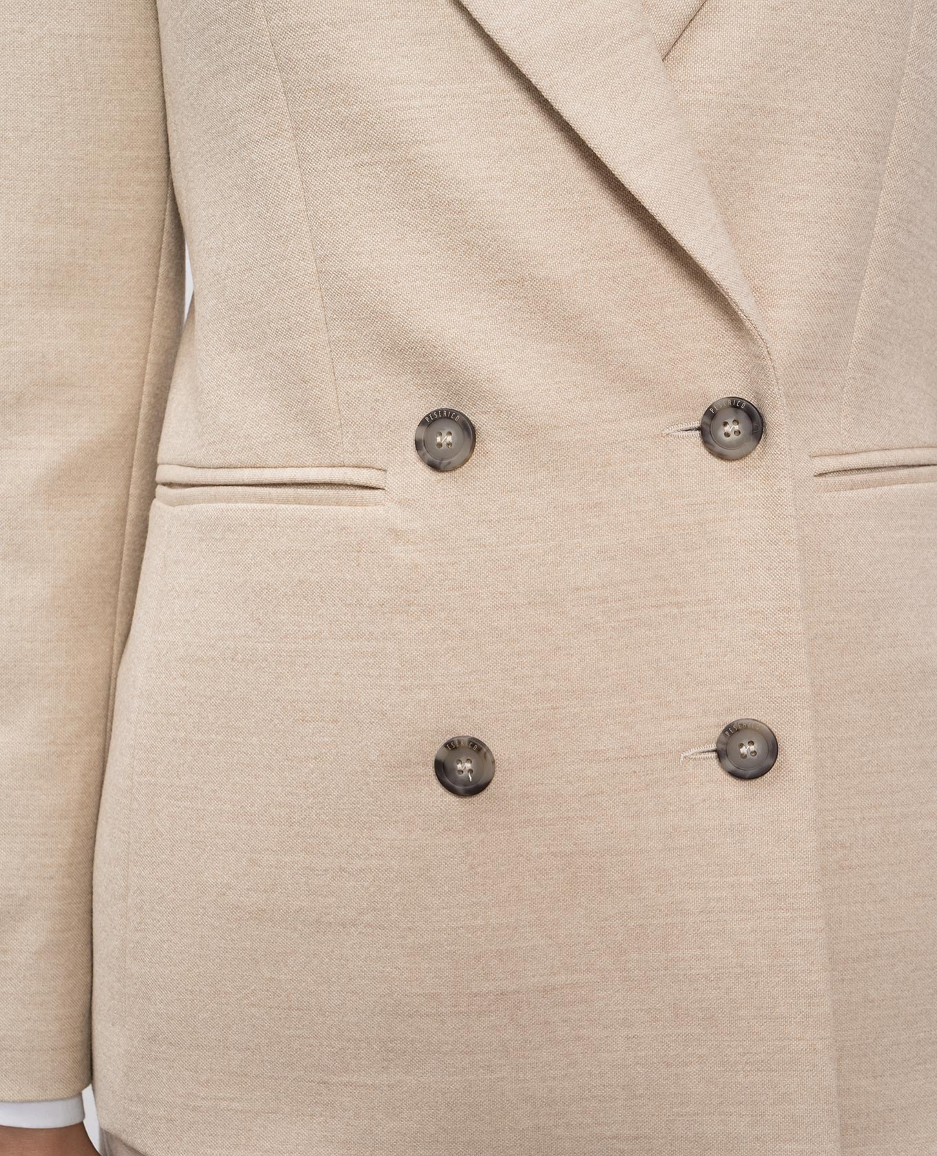Beige double-breasted wool jacket Peserico 5