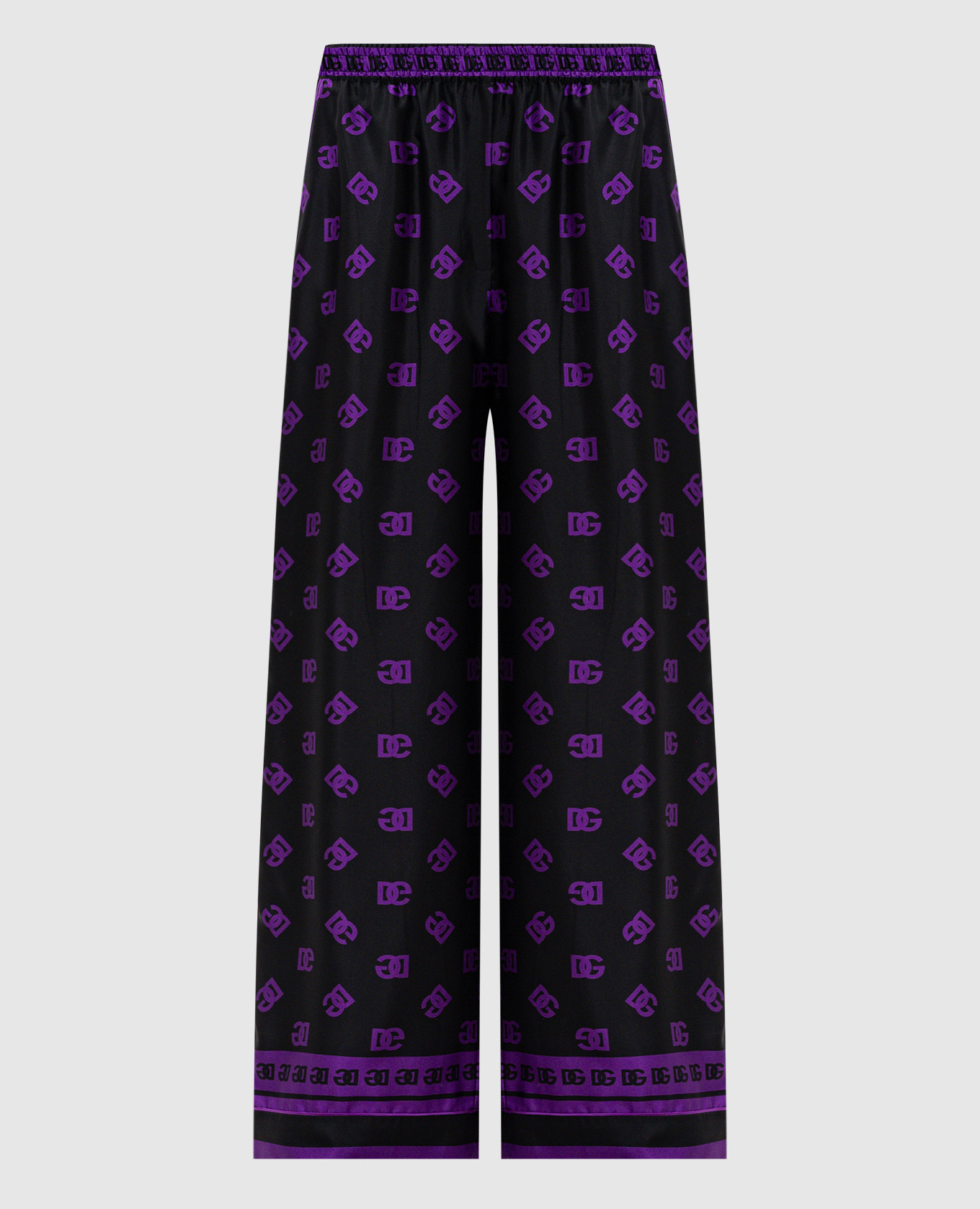 

Black silk trousers with monogram logo pattern Dolce&Gabbana