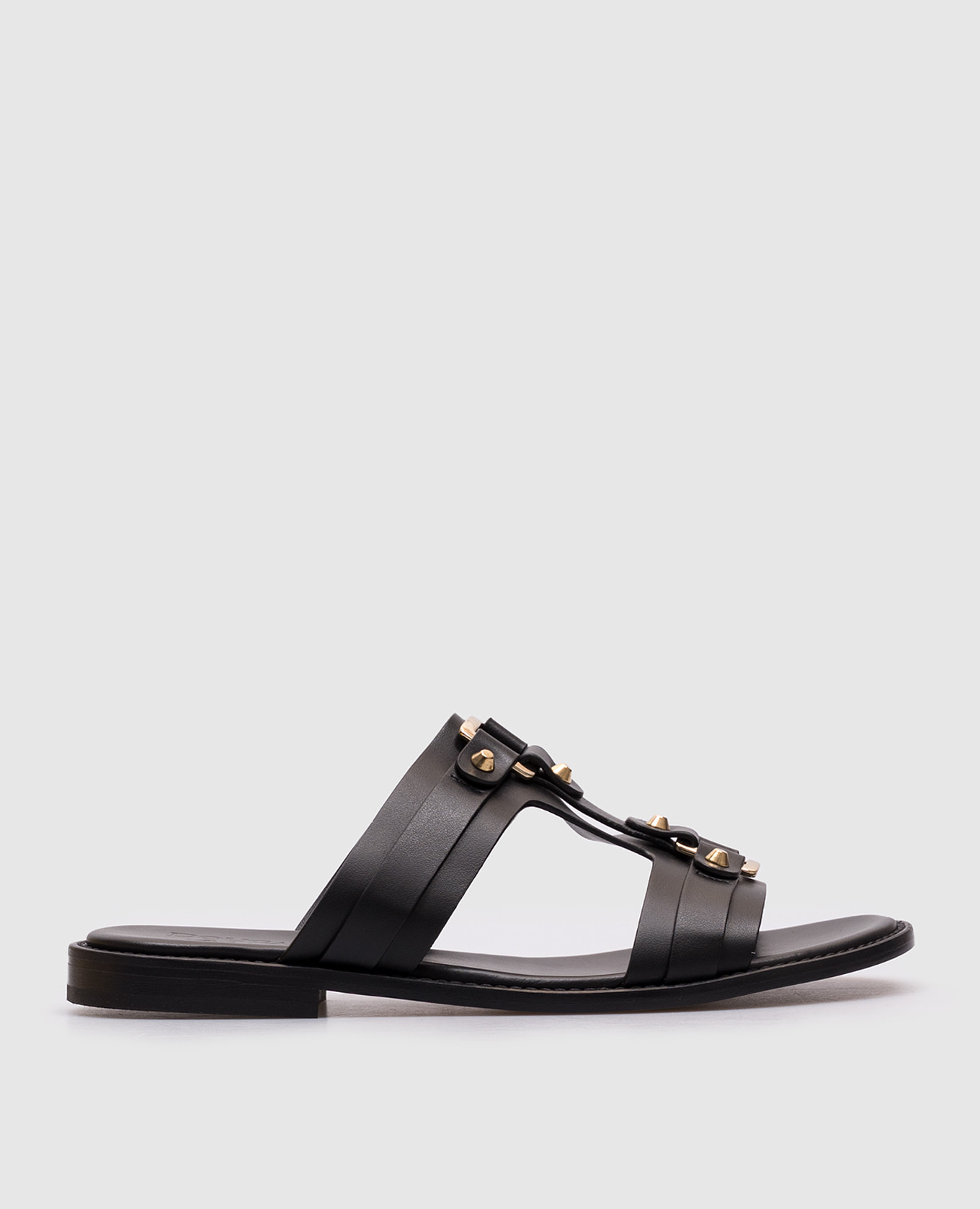 Black leather flip-flops with studs Doucal's
