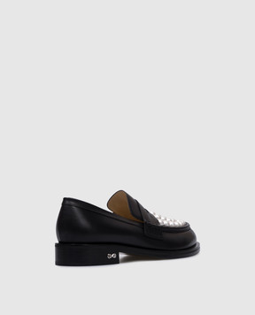 Mach&Mach Black beaded SIRENE leather loafers S077630CLF
