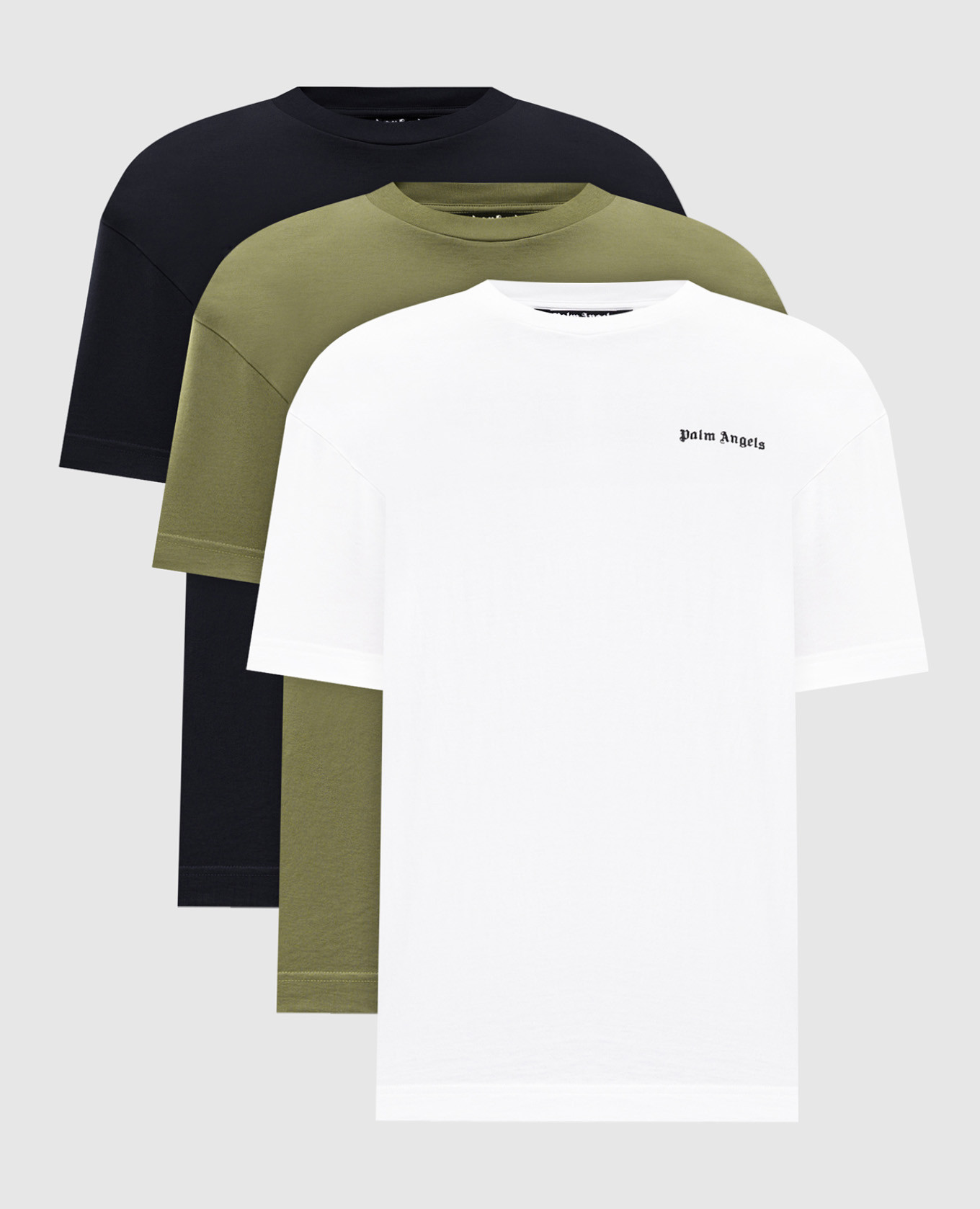 Set of T-shirts with embroidered logo Palm Angels