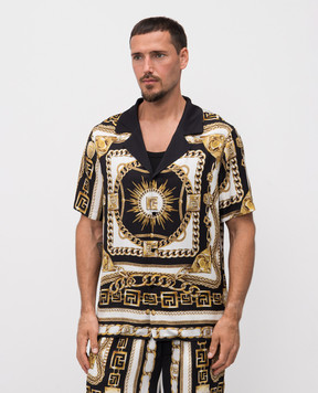 Balmain Black shirt with branded print FH1HN150VI41
