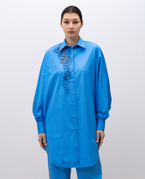Ermanno Scervino Blue shirt with Richelieu embroidery D462K385BQP