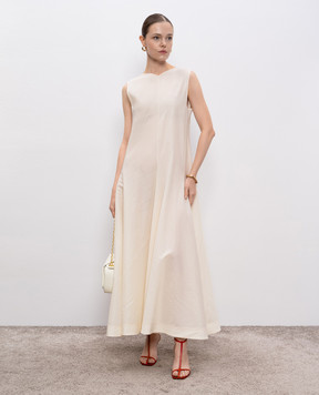 Khaite Mellie beige midi dress with silk 5506385