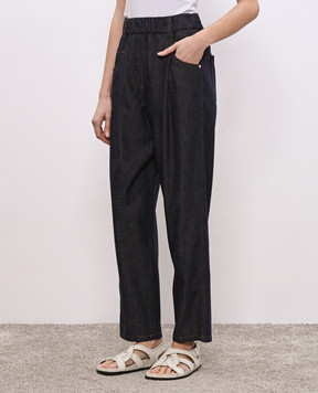 Brunello Cucinelli Blue jeans with a monil chain MA782P5567